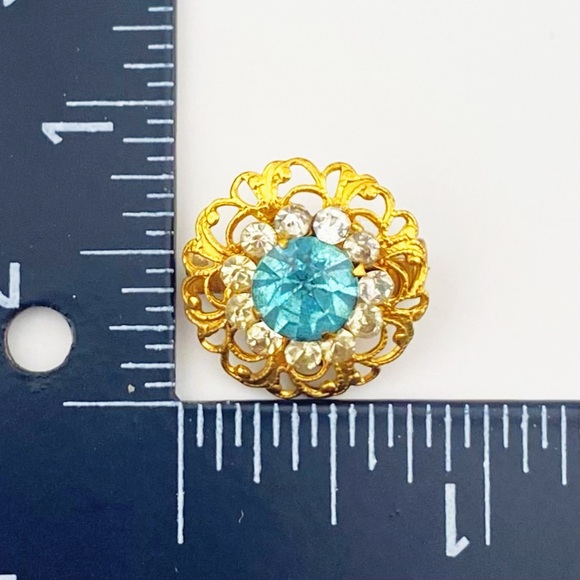 Vintage Brooch with Blue Rhinestone - Picture 5 of 5
